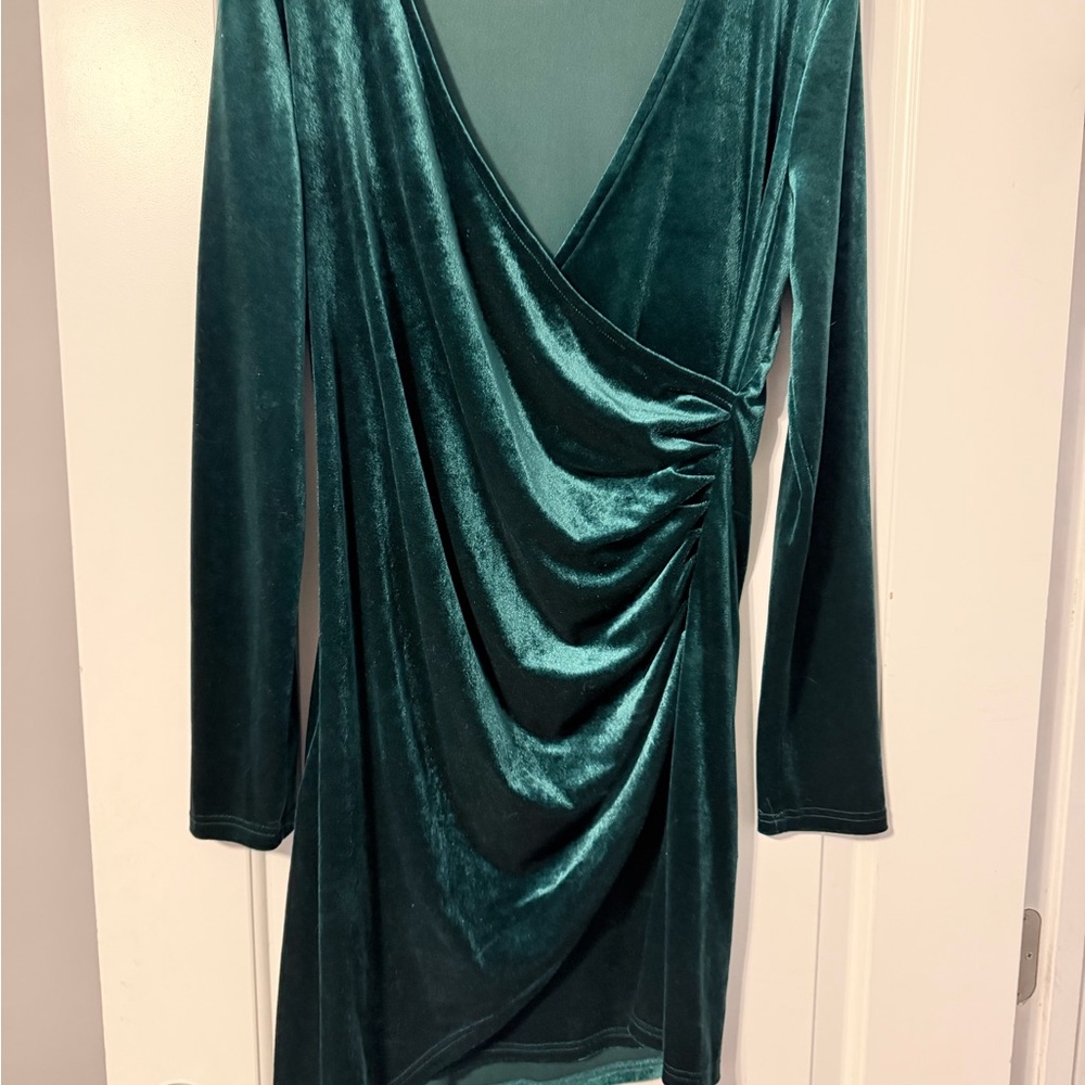 SHEIN Teal Velvet Mini Dress